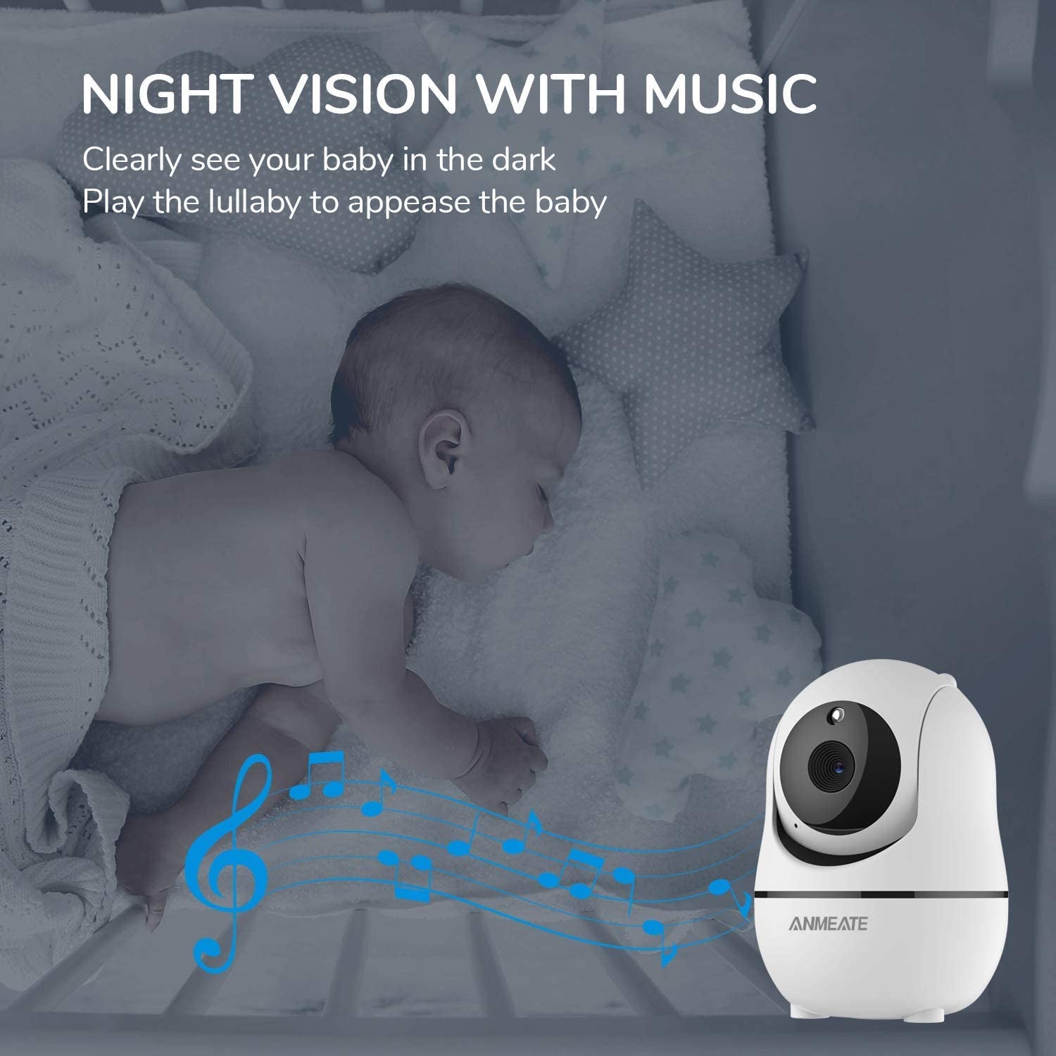 Baby Monitor with Remote Pan-Tilt-Zoom Camera,Large Display Video Baby Monitor with Camera and Audio |Infrared Night Vision |Two Way Talk | Room Temperature| Lullabies and 960Ft Range（Black）